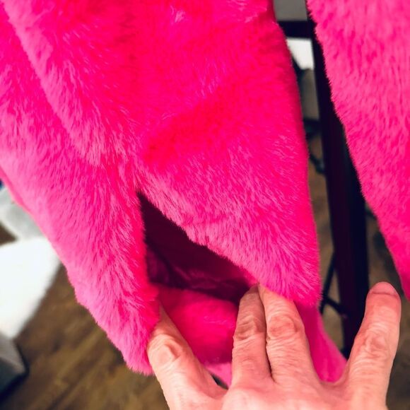 NWT Lala Parker PINK SAPPHIRE FAUX FUR TRENCH XL - Picture 10 of 10